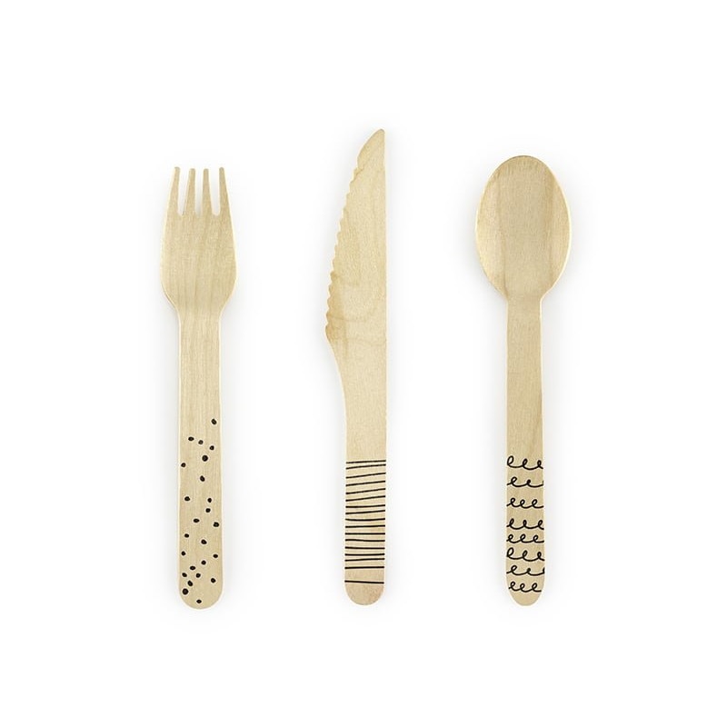 Tacamuri din lemn, negru, 16cm (1 set / 18 buc.)