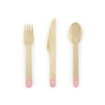 Set 18 Tacamuri Lemn Inimioare, Roz, 16 cm