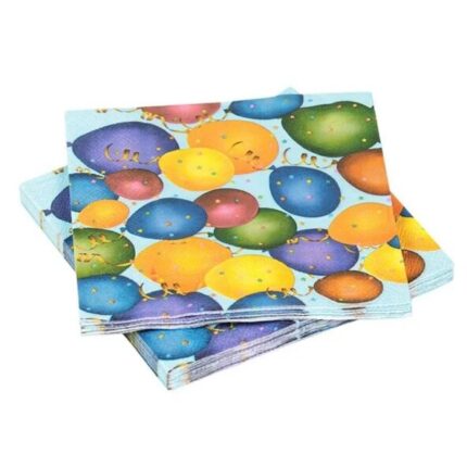 Set 20 servetele pentru aniversari sau petreceri de copii, multicolor, baloane, 33 x 33 cm
