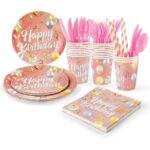 Set 160 piese vesela de unica folosinta, 20 invitati, roz