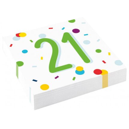 Set 20 servetele, Javoli, Model cifra 21, 33x33 cm, Multicolor
