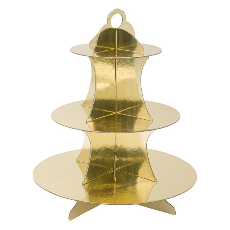 Suport din hartie, Zola®, 3 nivele, rotund, auriu, 34.5cm
