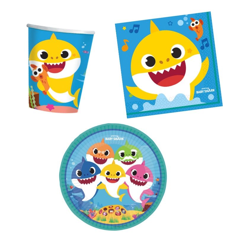 res_b176f693555be6e72fb99c468e5e18f4 Set petrecere 32 piese, multicolor, Baby Shark