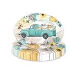 Set 25 farfurii pentru petrecere ovale cu camion & dovleac, 31 x 23.5 cm