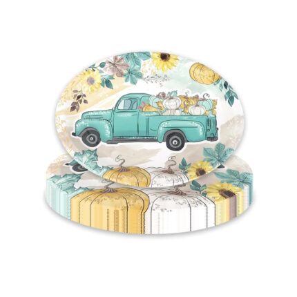 Set 25 farfurii pentru petrecere ovale cu camion & dovleac, 31 x 23.5 cm