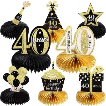 Set 8 decoratiuni pentru masa petrecere Tovbmup, 40 de ani, multicolor