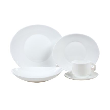 Set farfurii White NO30CT, sticla termica, alb, 30 piese