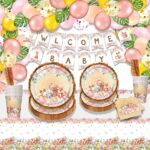 Set 185 baloane si decoratiuni Woodland Baby Shower pentru fetite, Roz