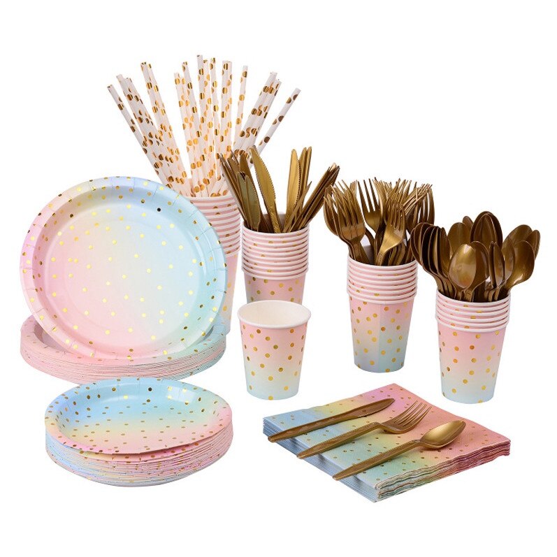 Vesela pentru petrecere 'Rainbow', Sunmostar, Hartie, 200 piese, Multicolor