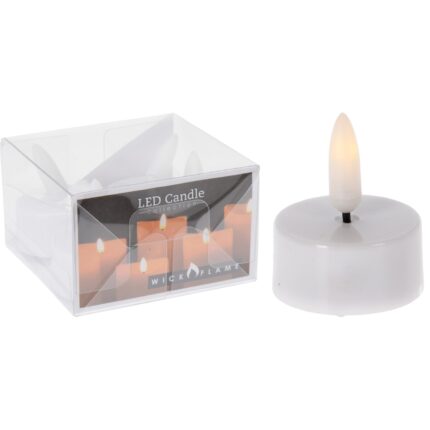 Set 4 lumanari, 7.5x4.6 cm, alb, alimentare baterii