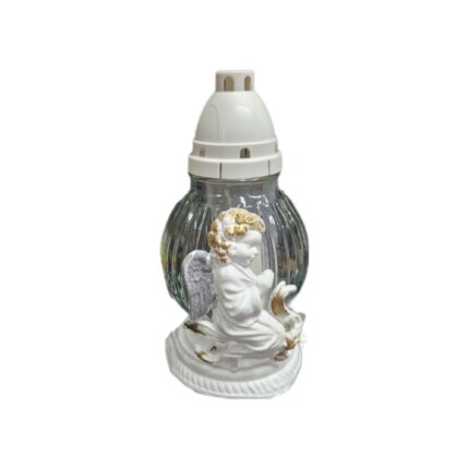 Candela sticla Ingeras Alb 25 cm
