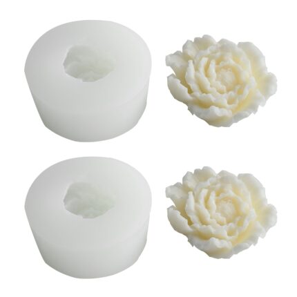 Set 2 matrite lumanari, SINBINTA, Bujor, 3D, Silicon, Moale, Reutilizabile, Rezistent la deformare si uzura, Usor de demolat, Pentru Sapunuri, Pietre aromatice, Ciocolata, 78*78*37mm, Alb