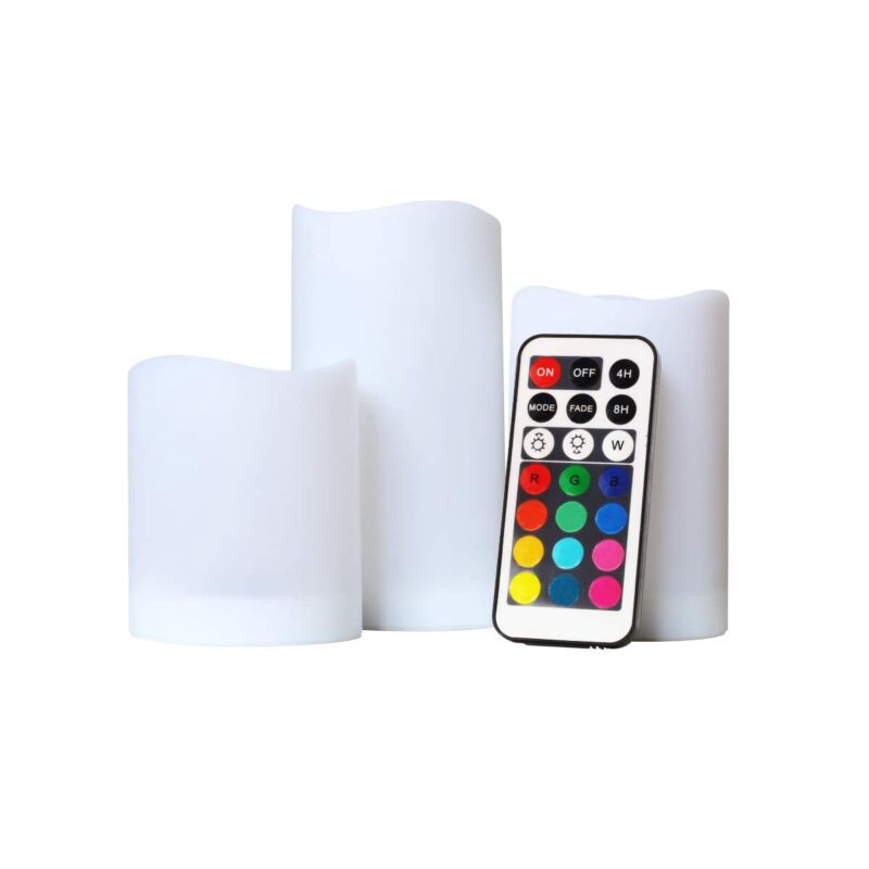 Set lumanari fara flacara, NOUSEG, 3 bucati, Telecomanda, LED, Alb