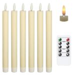 Set de 6 Lumanari LED Elegante, Decorative cu Efect Realistic de Flacara cu Telecomanda, Auto-Timer, Functii Multiple, Perfecte pentru Ambianta si Sarbatori, Ivory