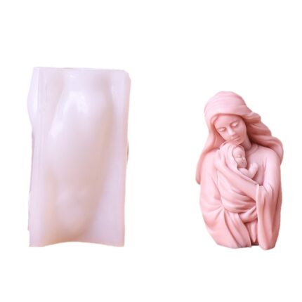 Matrita de silicon, Milmatt, Model Fecioara Maria cu isus, pentru lumanari, silicon alimentar, non toxic, 8.8 x 12.7 cm