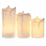 Set de 3 Lumanari LED cu Flacara Constanta si Efect de Ceara MIRAZA, Fara Fum, Fara Miros, Baterii Incluse, Alb