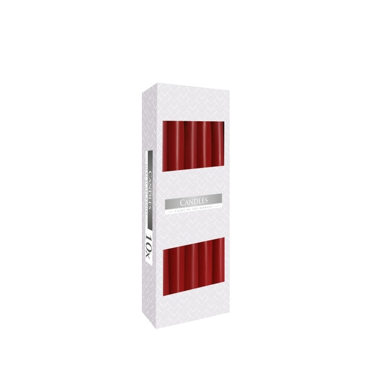 Set lumanari conice Bispol, Burgund, S30-036, 10 bucati/set