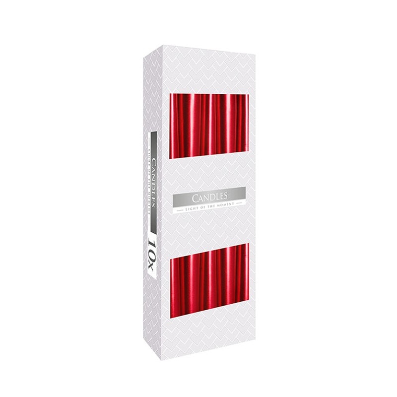 Set lumanari conice metalizate Bispol Rosu S30-230, 10 bucati