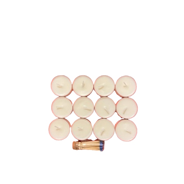 Set lumanari neparfumate tip pastila din ceara naturala de soia, handmade, 12 buc, 170 g, ambalaj transparent