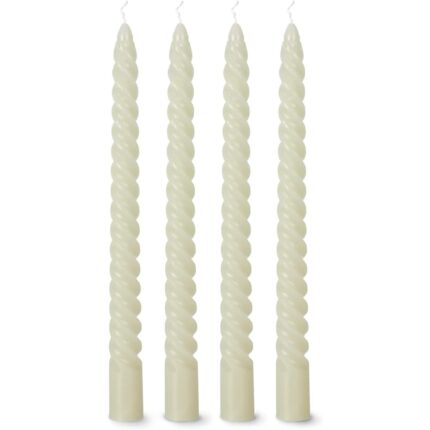 Set 4 Lumanari Spiralate, Crem Metalizat, 20 cm