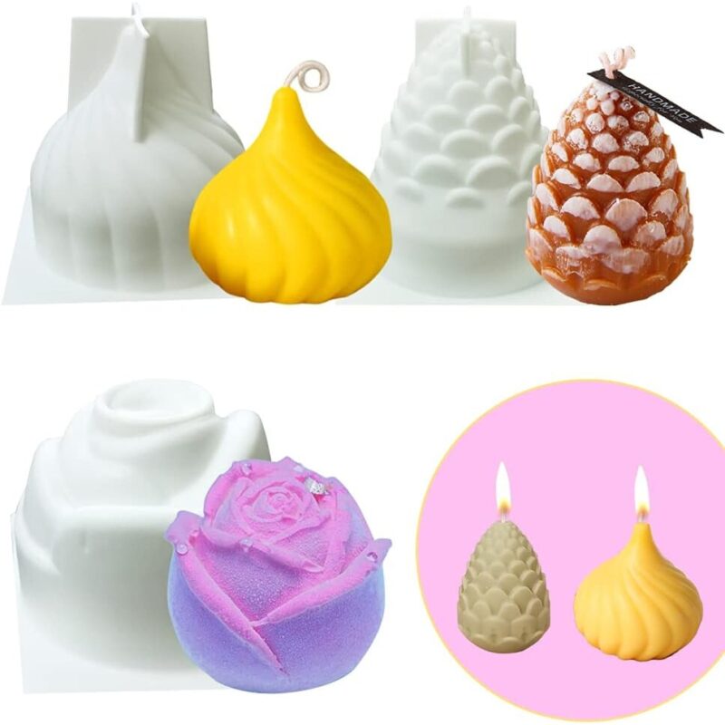 Set de 3 matrite lumanari Cozevdnt, Bubble Cube & Diamant, silicon, alb