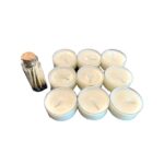 Set lumanari neparfumate tip pastila din ceara naturala de soia, handmade, 9 buc, 120 g, ambalaj transparent