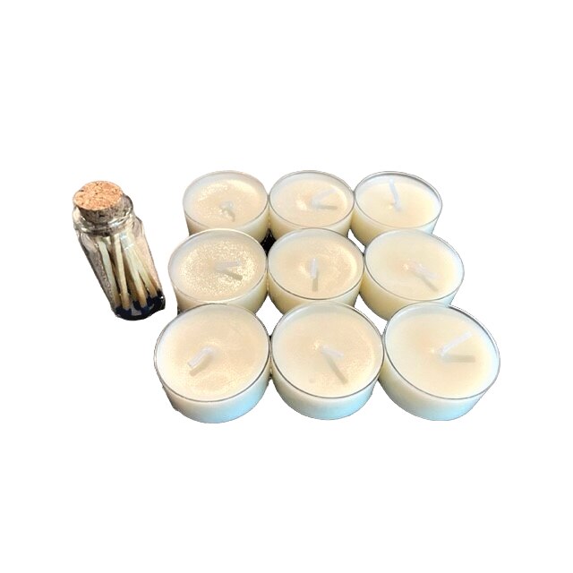 Set lumanari neparfumate tip pastila din ceara naturala de soia, handmade, 9 buc, 120 g, ambalaj transparent