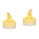 Set 2 bucati, lumanari cu LED cu efect de flacara, dimensiuni 4,5 x 3,5 x 3,5 cm, Relaxdays