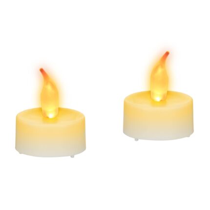 Set 2 bucati, lumanari cu LED cu efect de flacara, dimensiuni 4,5 x 3,5 x 3,5 cm, Relaxdays