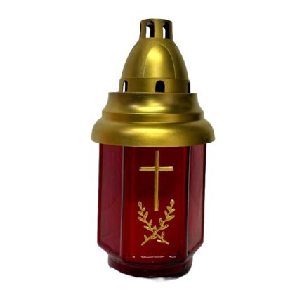 Candela din sticla rosie, cu capac metalic, 11cm diametru si timp ardere 45h, Velve