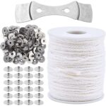 Set pentru fabricare lumanari, fitil din bumbac, 61m, 1 suport metalic, 100 bile de fier, alb/gri