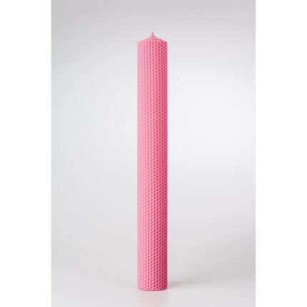 Lumanare cununie si botez tip fagure roz de H40 cm -D5 cm