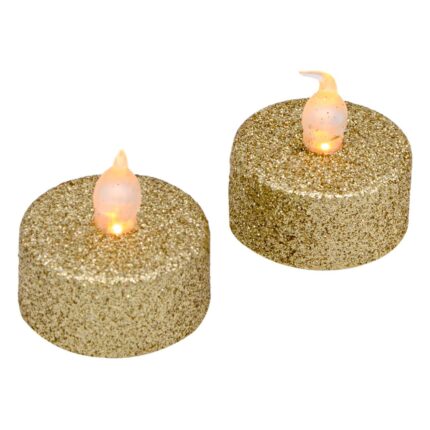 Set 2 lumanari cu LED aurii decorative de Craciun, 3.5 x 2 cm