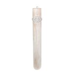 Lumanari nunta, model regal 3D, lux, H 40 cm si D 4.6 cm, FABRICA DE LUMANARI GHIOROC, alb cu auriu