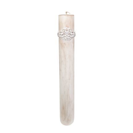 Lumanari nunta, model regal 3D, lux, H 40 cm si D 4.6 cm, FABRICA DE LUMANARI GHIOROC, alb cu auriu