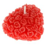 Lumanare Decorativa, Model Inima cu Trandafiri 3D, Culoare Rosu, Dimensiuni 3x5cm