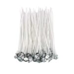 Set 100 buc fitile cerate pentru lumanari, JENUOS®, 15 cm, din Bumbac, Fara Fum, Alb