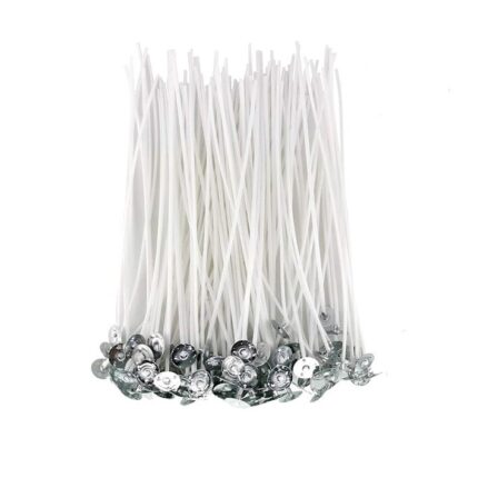 Set 100 buc fitile cerate pentru lumanari, JENUOS®, 15 cm, din Bumbac, Fara Fum, Alb