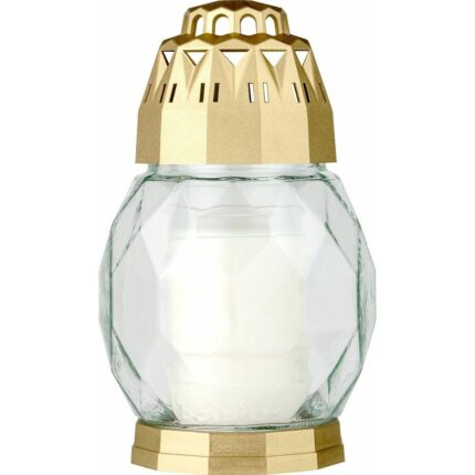 Candela Bolsius din sticla 2D Diamond Alb - Auriu