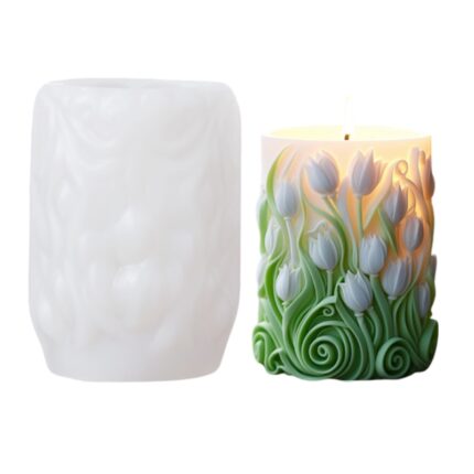 Matrita Silicon pentru lumanari decorative si sapun model floral decorat cu lalele