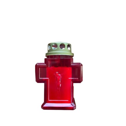 Candela cruce marime mica cu capac, timp ardere 15 ore, 10x5 cm