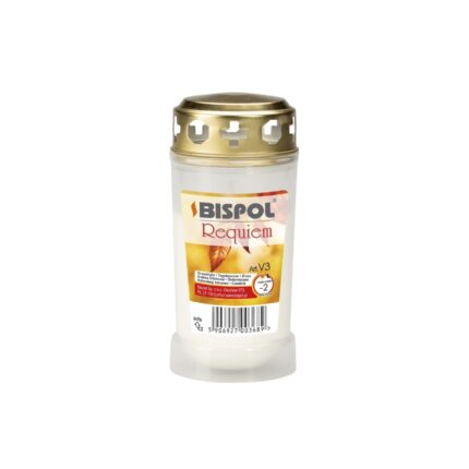 Candela cu capac anti-ploaie Bispol Requiem V3 alb 48 ore