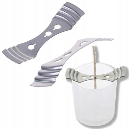 Set 2 Stabilizatoare Fitil Lumanare, PrzydaSie, Inox, 9.8 x 2.5 cm, Argintiu
