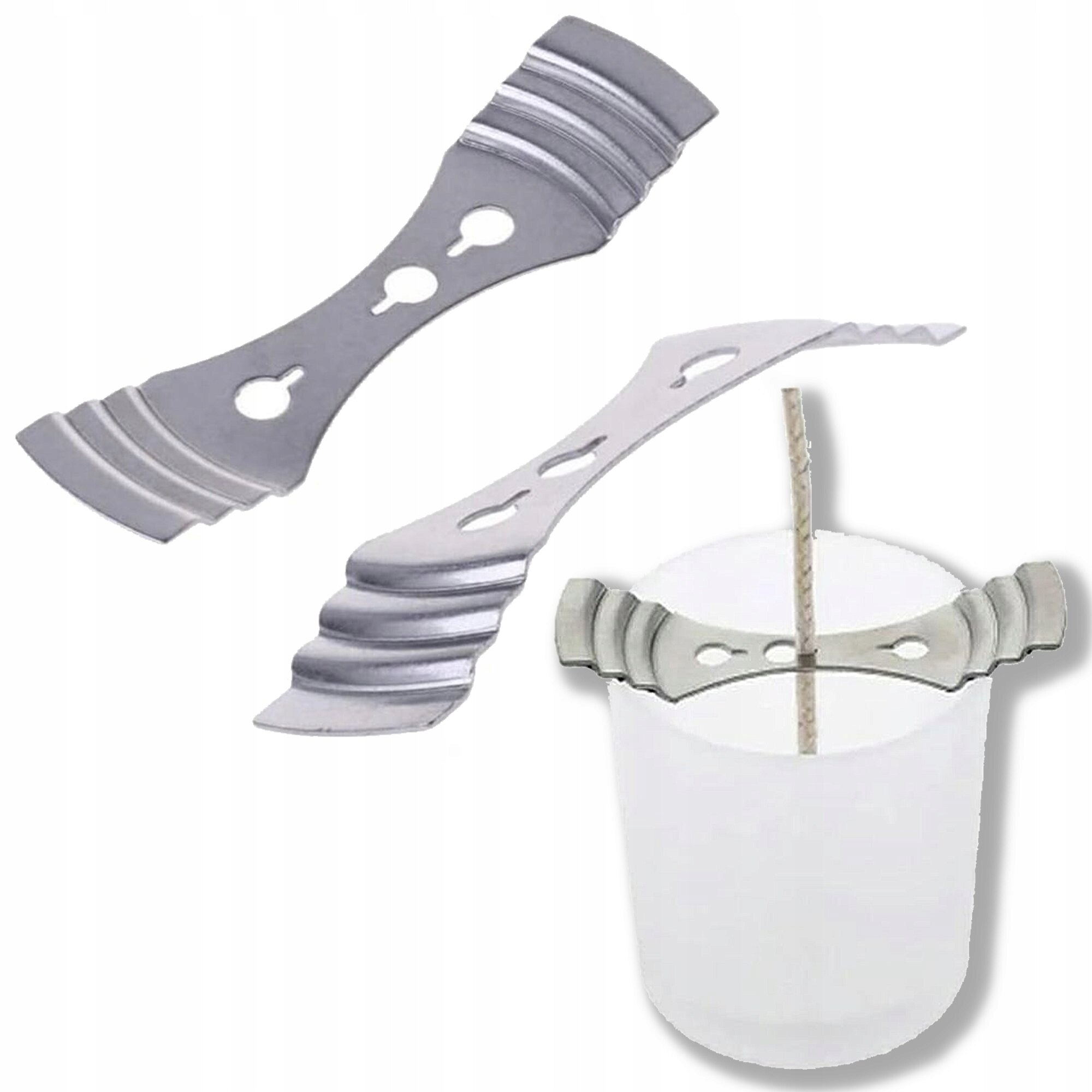 res_db825d60405bb75059cf88a84c98ee11 Set 2 Stabilizatoare Fitil Lumanare, PrzydaSie, Inox, 9.8 x 2.5 cm, Argintiu