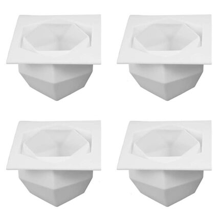 Set 4 forme 3D lumanari, WALALLA, Silicon, Model geometric, Alb