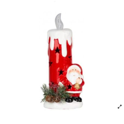 Lumanare led decorativa cu Mos Craciun, rosie, 1 LED, 9,50x9x21,50 cm, baterii incluse, MagicHome