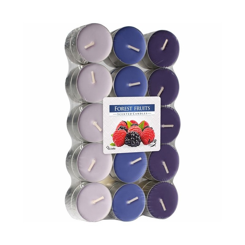 Set lumanari ornamentale parfumate Bispol Fructe de padure P15-30-13, 30 bucati