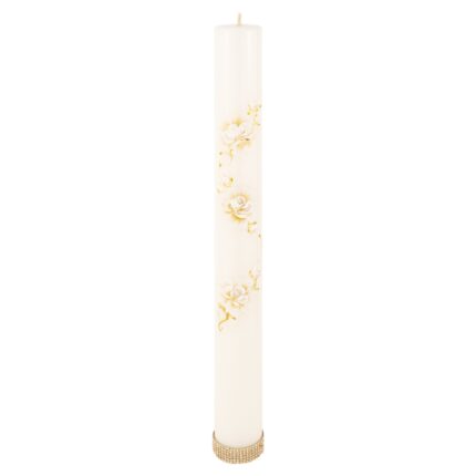 Lumanare nunta pictata, botez, FABRICA DE LUMANARI GHIOROC, 35cm inaltime 3.6cm grosime cu pictura crem