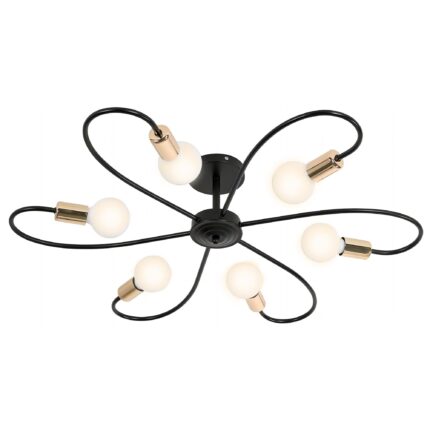 Candelabru modern Nordic, Excitat®, Toolight, Fier, E27, E26, Auriu/Negru
