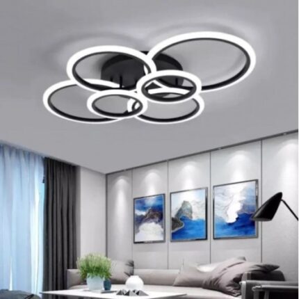 Lustra LED dimabila cu telecomanda si aplicatie, 3 tipuri lumina, Neagra 132W ZenLED